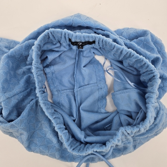 Textured Terry Cloth 7 For All Man Kind Blue Drawstring Shorts Size:Small - Picture 4 of 10
